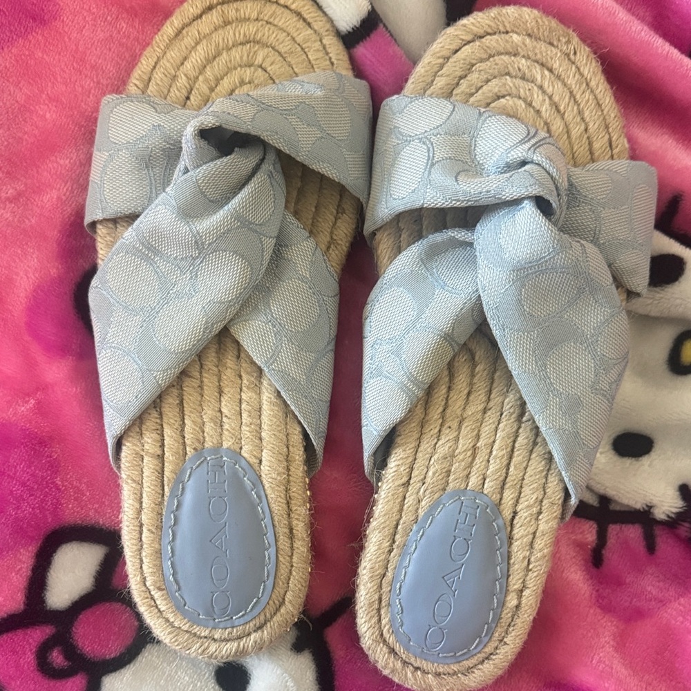 Coach Women's Light Blue Knotted Sandals